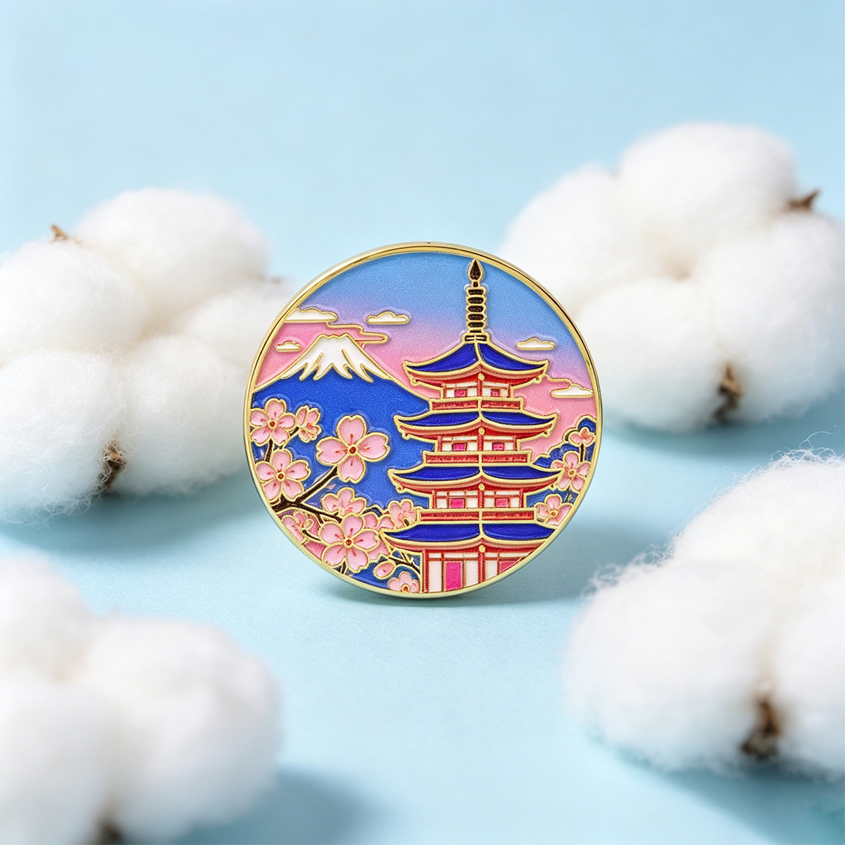 Travel Accessories For Japan - Japanese Cherry Blossom Enamel Pin, Vintage