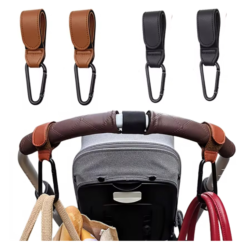 Travel Accessories For 6 Year Old - Baby Stroller Hook Fashion PU Leather