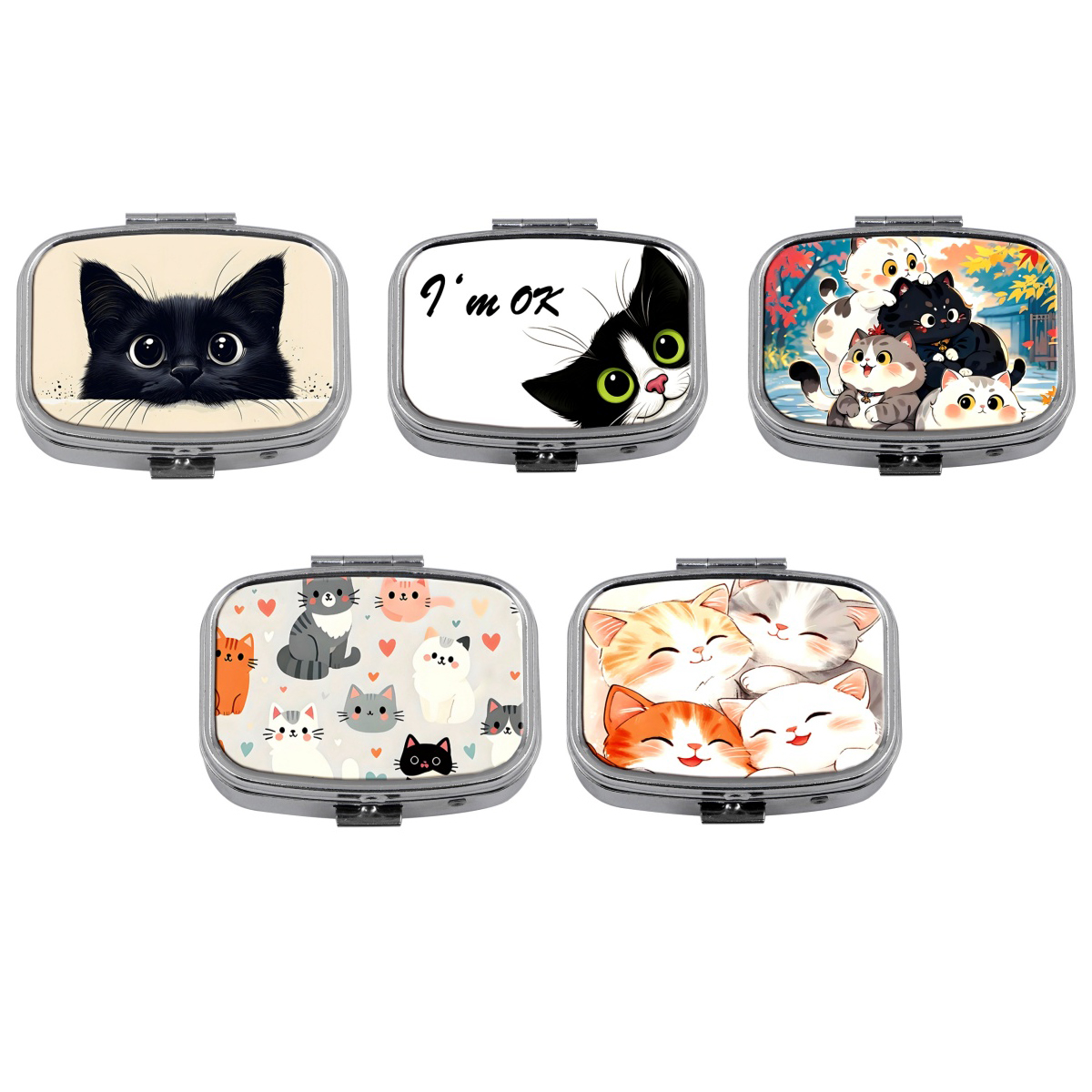 Travel Accessories For Japan - Cute Cat Pill Box 2-Compartment Medicine