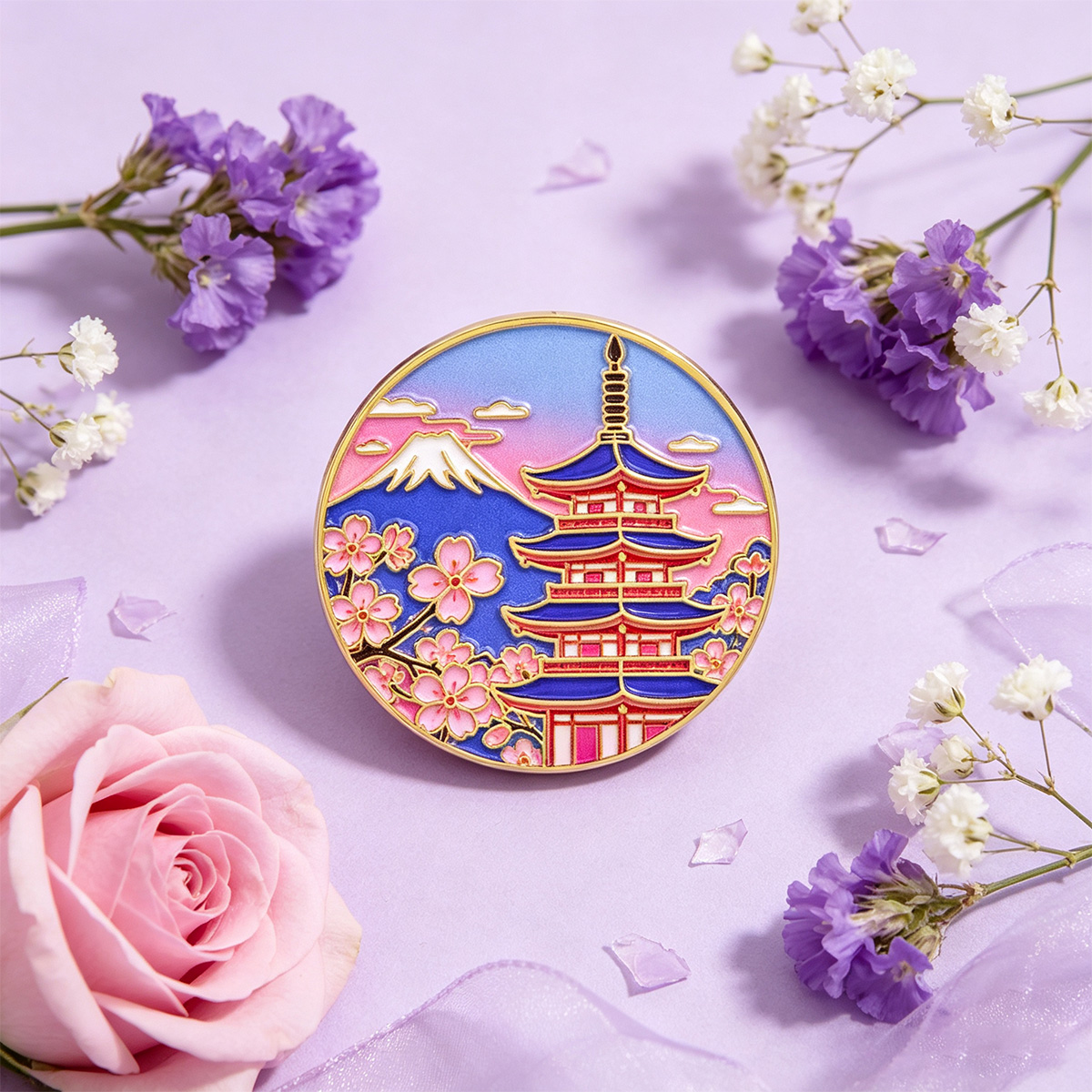 Japanese Cherry Blossom Enamel - Travel Accessories For Japan 评论和价格