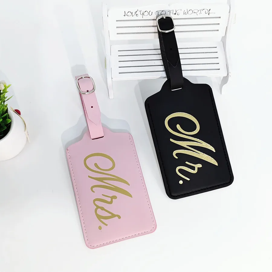 2PCS/Set Mr Mrs Couples Luggag - Luggage Tag Leather 评论和价格