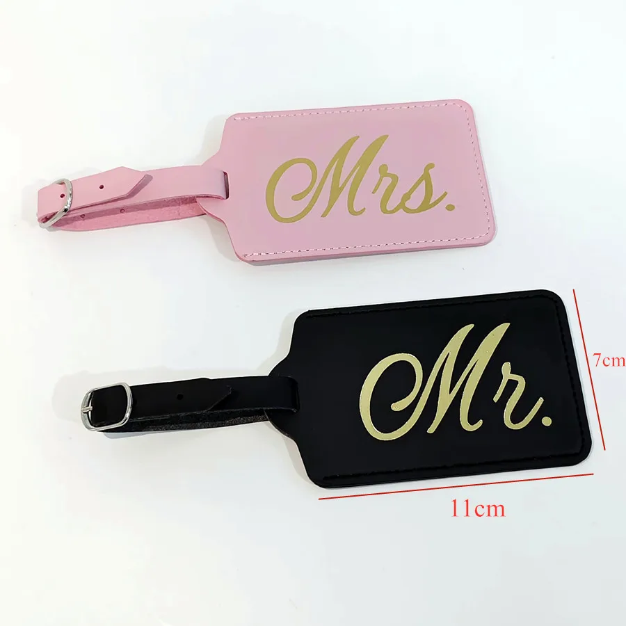 2PCS/Set Mr Mrs Couples Luggag - Luggage Tag Leather 评论和价格