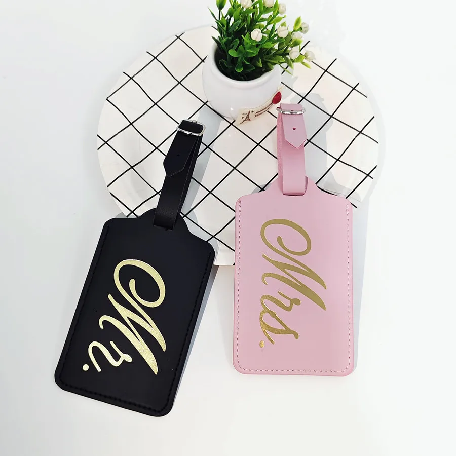 2PCS/Set Mr Mrs Couples Luggag - Luggage Tag Leather 评论和价格
