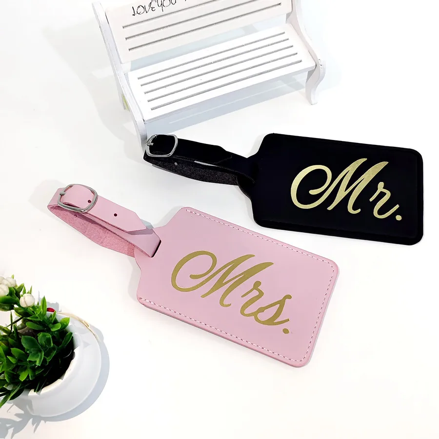 2PCS/Set Mr Mrs Couples Luggag - Luggage Tag Leather 评论和价格