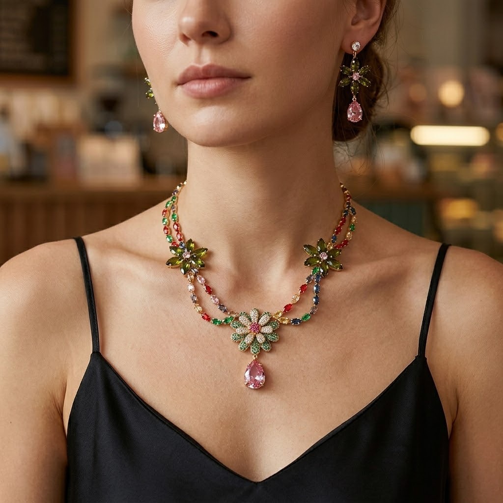 Luxury Colorful Zircon Flower  - Accessories Travel Jewelry Box 评论和价格