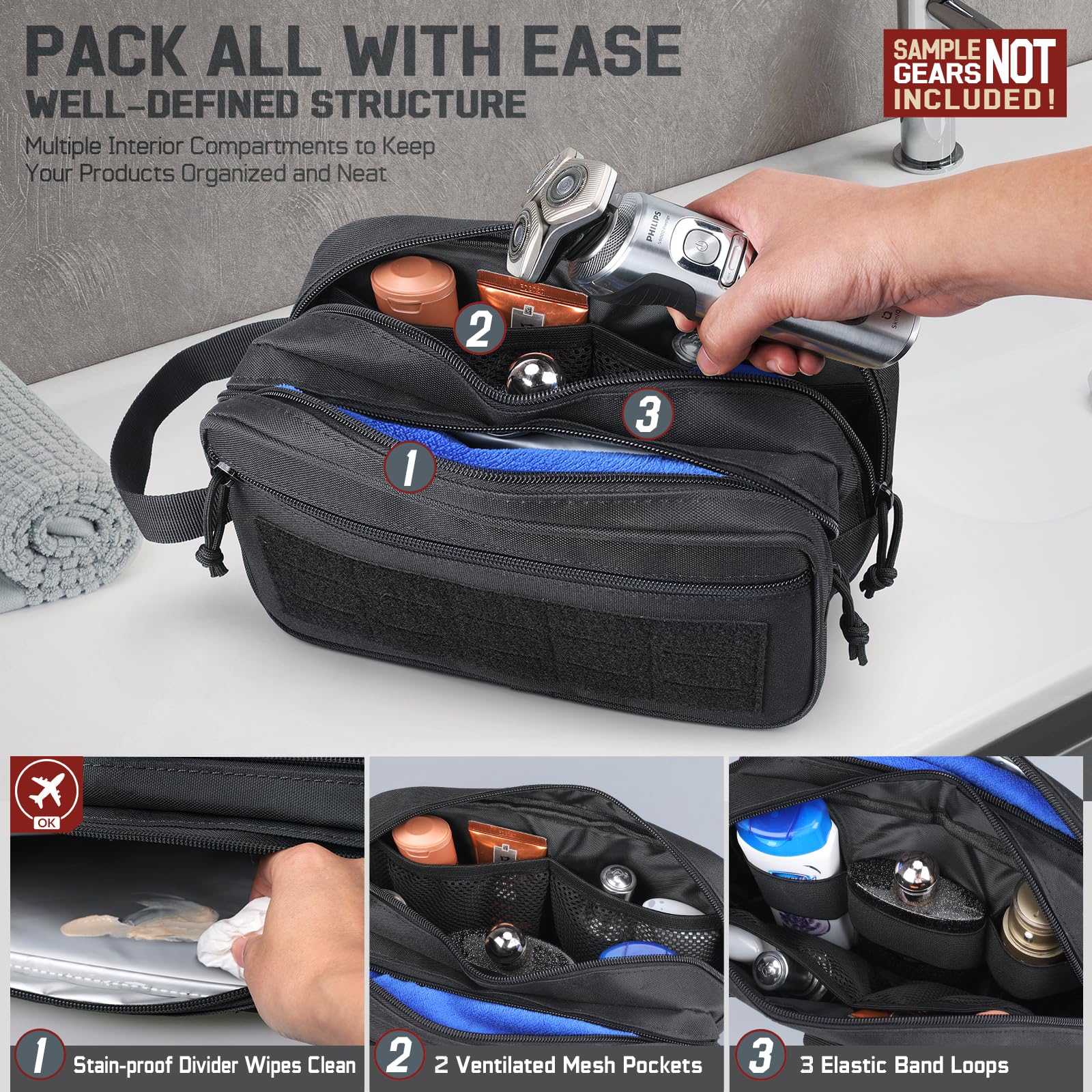 Tactical Toiletry Bag for Men, - Travel Accessories Kit Bag 评论和价格